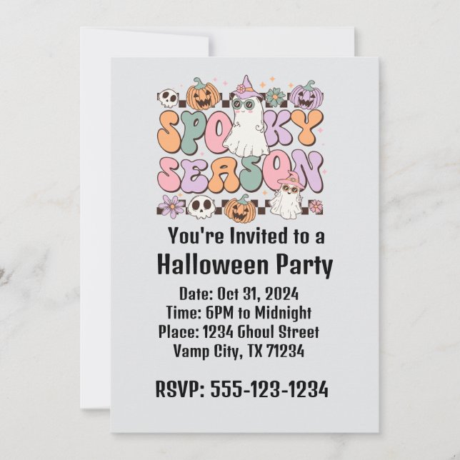 Invitación Halloween retro (Anverso)