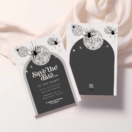 Invitación Halloween Retro Disco Spider Wedding salva la fech