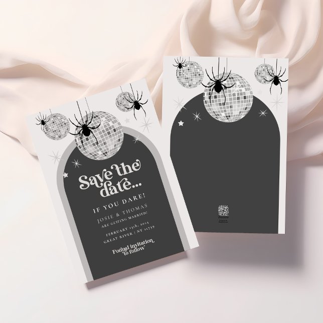 Invitación Halloween Retro Disco Spider Wedding salva la fech (Subido por el creador)