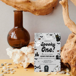 Invitación Halloween Retro Grovy Famoso Primer Cumpleaños