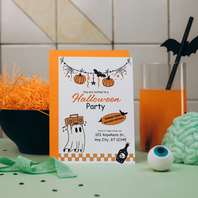Invitación Halloween retro lindo (Subido por el creador)