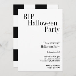 Invitación Halloween RIP Party Black and White Check