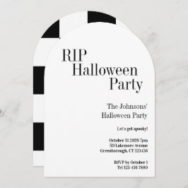 Invitación Halloween RIP Party Black and White Check