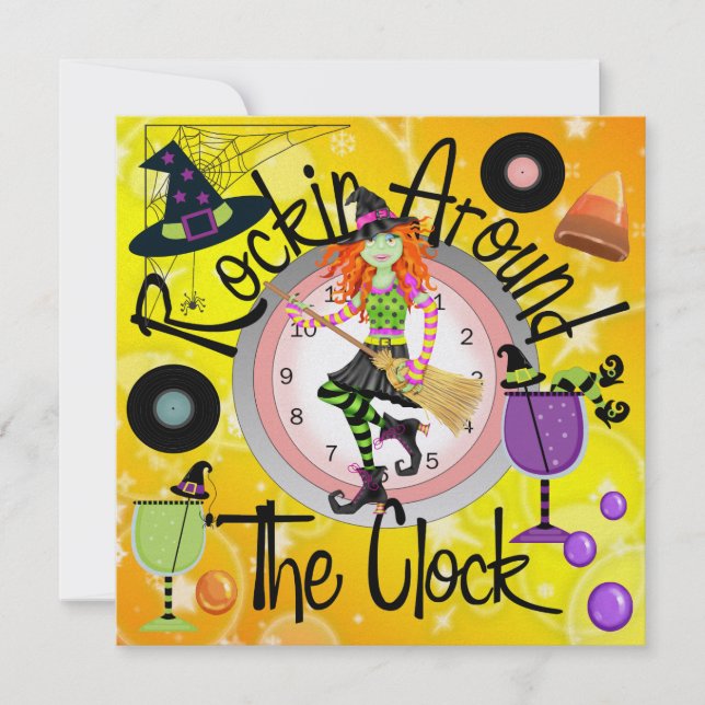 Invitación Halloween Rockin alrededor del Fiesta del reloj -  (Anverso)