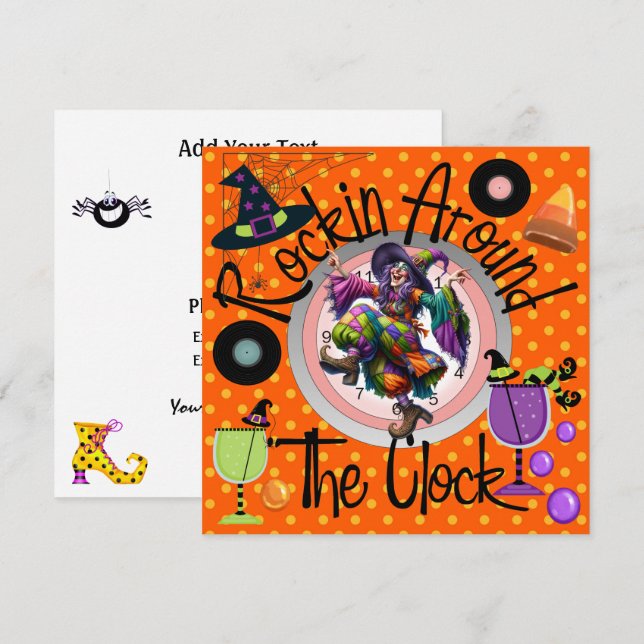 Invitación Halloween Rockin alrededor del Fiesta del reloj (Anverso / Reverso)