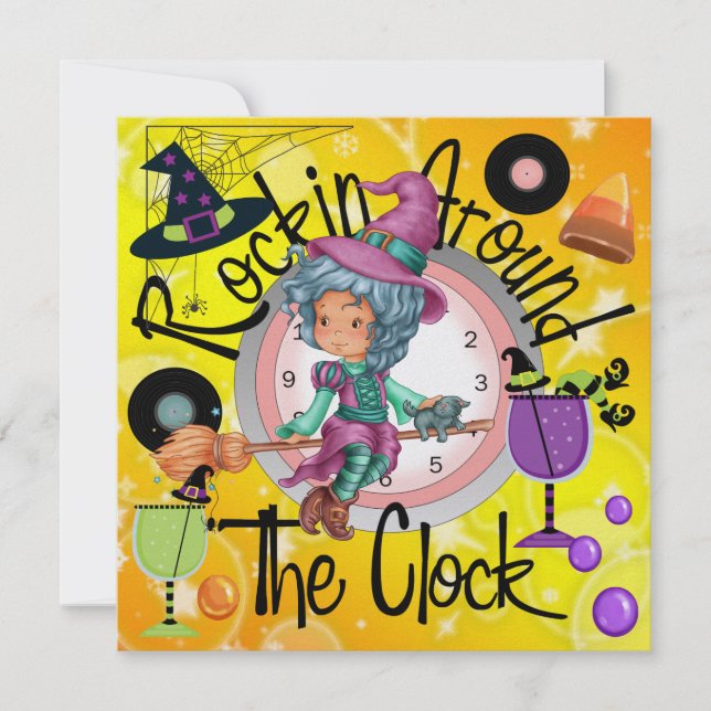 Invitación Halloween Rockin alrededor del Fiesta del reloj -  (Anverso)