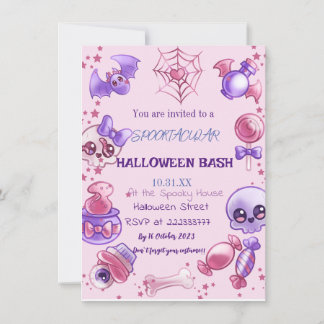 Invitación Halloween rosa bonito