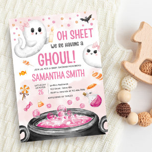Invitación Halloween rosa es un Baby Shower Chica
