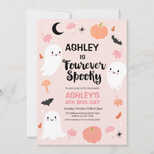 Invitación Halloween rosa Halloween Fourever Spookday cumplea