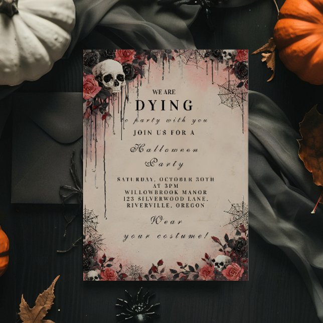 Invitación Halloween, Rosas de Crimson enconados (Subido por el creador)