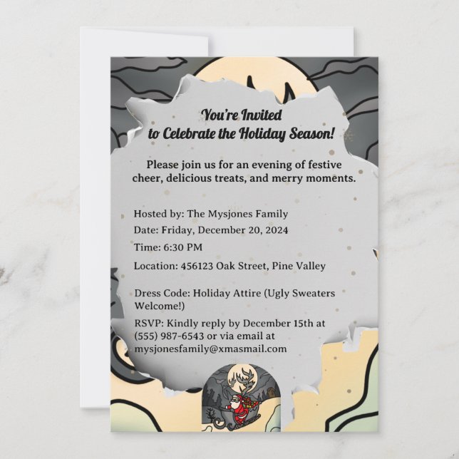 Invitación Halloween Rustic Holiday Claus (Anverso)