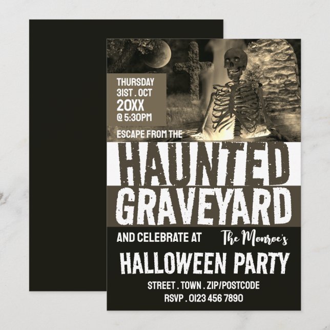 Invitación Halloween, Salón Temático del Cementerio (Anverso / Reverso)