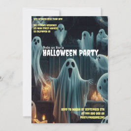Invitación Halloween se reúne de manera fantasmal, casa embru