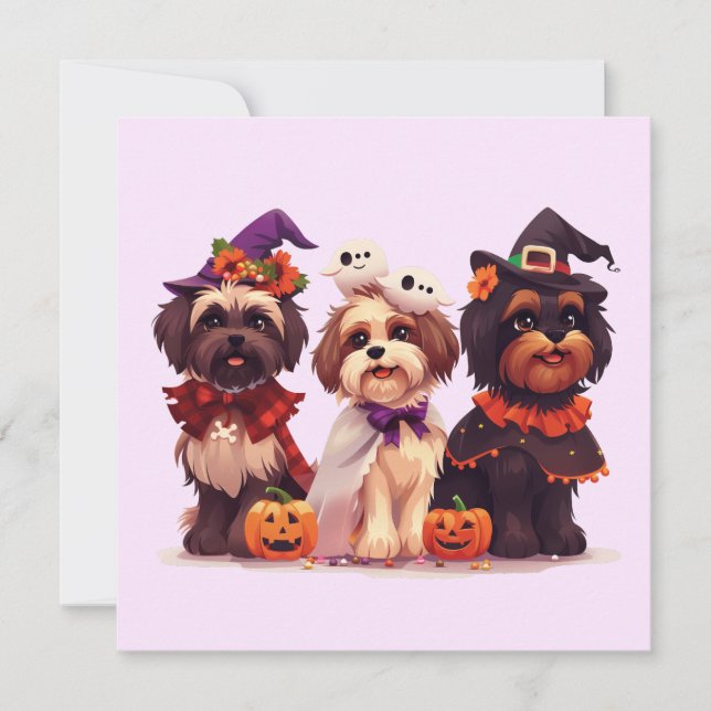 Invitación Halloween Shih Tzu Dogs (Anverso)