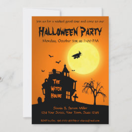 Invitación Halloween Silhouette Witch atormentó a Fiesta de l