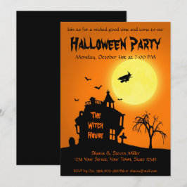 Invitación Halloween Silhouette Witch atormentó a Fiesta de l