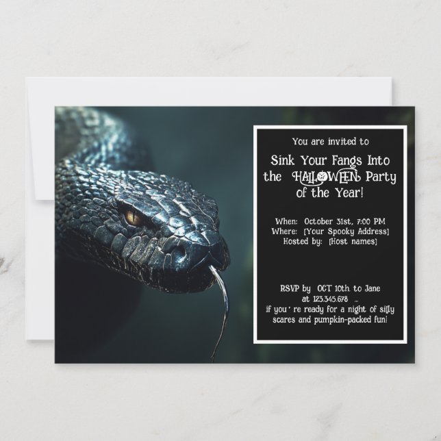 Invitación Halloween Sinister Serpent Halloween Bash (Anverso)