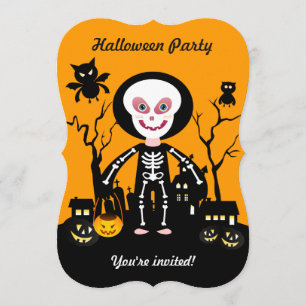 Invitación Halloween skeletkid se sale con la tuya o se trata