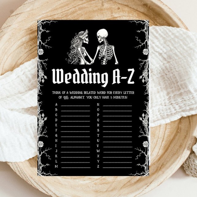 Invitación Halloween Skeleton Boda A-Z Bridal Shower Game (Halloween Skeleton Wedding A-Z Bridal Shower Game)