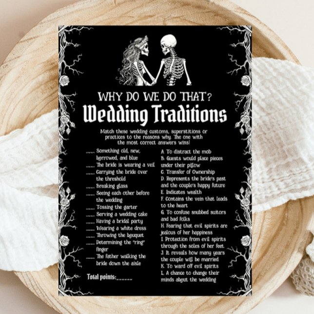 Invitación Halloween Skeleton Boda Tradiciones juego de novia (Halloween Skeleton Wedding Traditions Bridal Game)