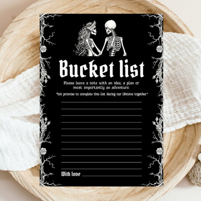 Invitación Halloween Skeleton Bridal Shower Bucket List (jueg (Halloween Skeleton Bridal Shower Bucket List Game)