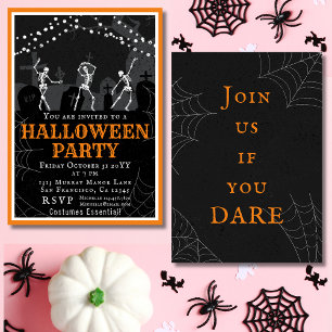 Invitación Halloween Skeletons Graveyard Costume Fiesta
