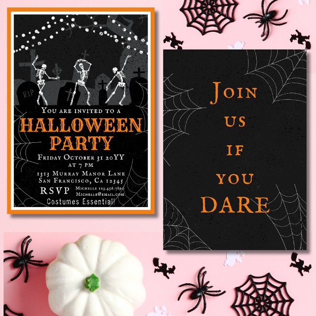 Invitación Halloween Skeletons Graveyard Costume Fiesta (Subido por el creador)