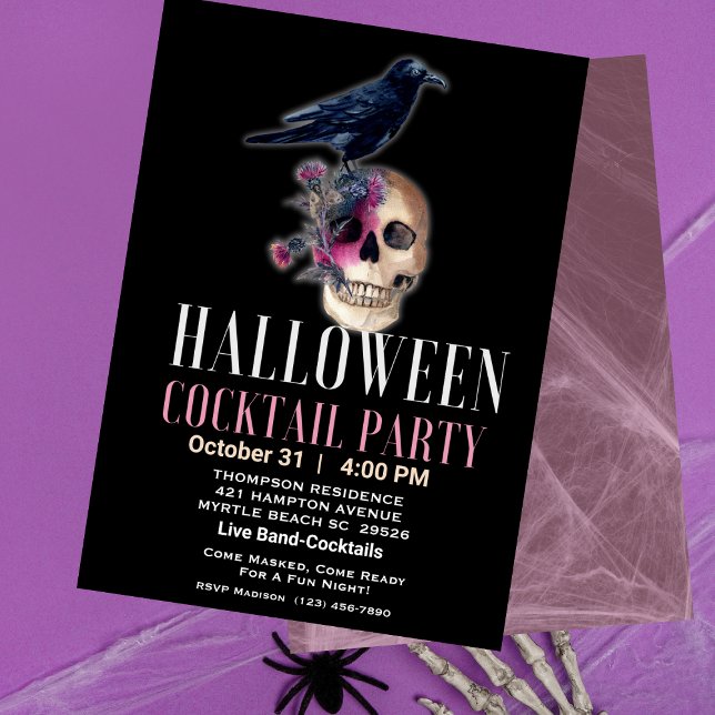 Invitación Halloween Skull Crow Cocktail Adulto Fiesta (Subido por el creador)