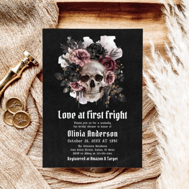 Invitación Halloween Skull Love At First Fright Bridal Shower (Subido por el creador)