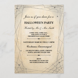 Invitación Halloween Spider Black Gothic Frame Fiesta invitac