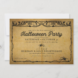 Invitación Halloween Spider | Fiesta gótico vintage