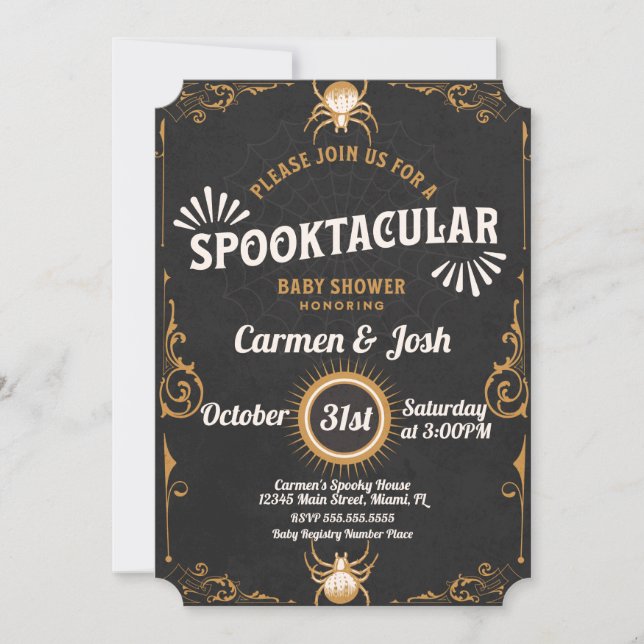 Invitación Halloween Spider Ornament Baby Shower (Anverso)
