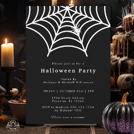 Invitación Halloween Spider Web Moderno Fiesta Blanco Negro