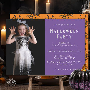 Invitación Halloween Spider Web Moderno Fiesta simple foto