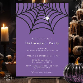 Invitación Halloween Spider Web Spooky Fiesta púrpura moderno
