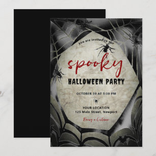Invitación Halloween Spookeen Fiesta Spider Spiderweb Black R