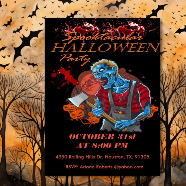 Invitación Halloween Spooktacular Adulto Bloody Ghoul (Subido por el creador)