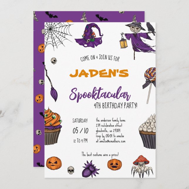 Invitación Halloween Spooktacular Costume Niños Fiesta de cum (Anverso / Reverso)