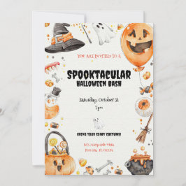 Invitación Halloween 'Spooktacular' de acuarela caprichosa