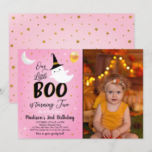 Invitación Halloween Spooktacular Fantasma Rosa Cumpleaños