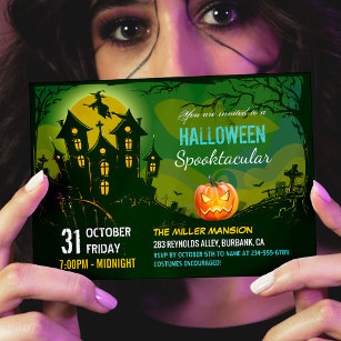 Invitación Halloween Spooktacular Fiesta Creepy Haunty House