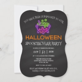 Invitación Halloween Spooktacular Fiesta Neon Witch Cauldron 