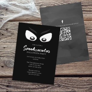 Invitación Halloween Spooktacular Ghost QR Código Medios Soci