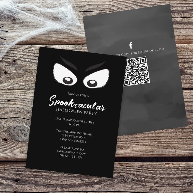 Invitación Halloween Spooktacular Ghost QR Código Medios Soci (Subido por el creador)