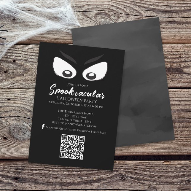 Invitación Halloween Spooktacular Ghost QR Código Medios Soci (Subido por el creador)