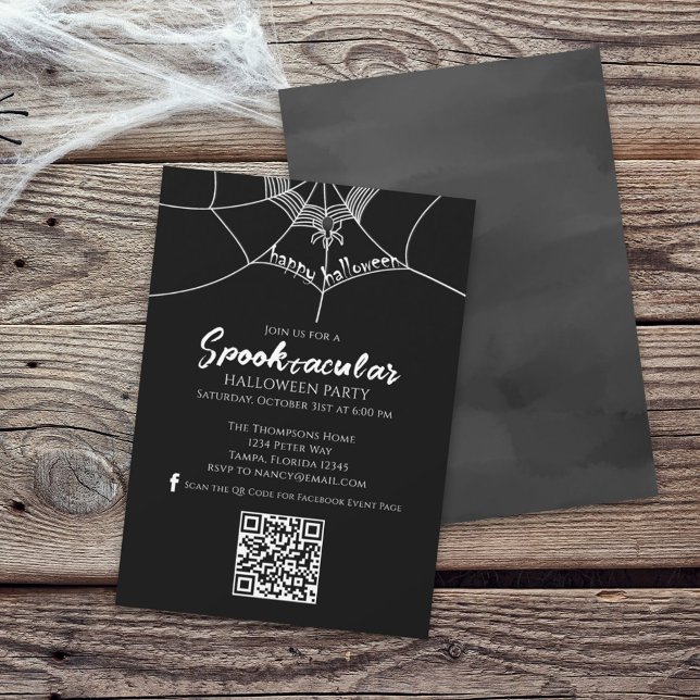 Invitación Halloween Spooktacular Spider QR Code Medios socia (Subido por el creador)