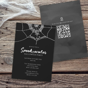 Invitación Halloween Spooktacular Spider Web QR Code Map