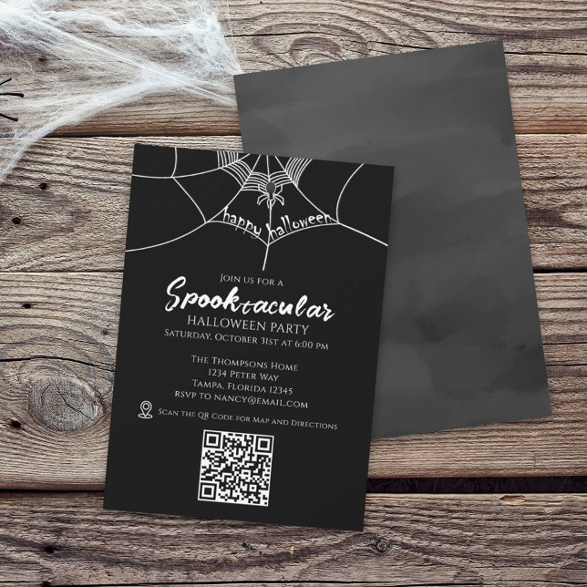 Invitación Halloween Spooktacular Spider Web QR Code Map (Subido por el creador)