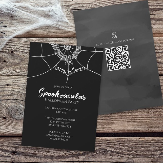 Invitación Halloween Spooktacular Spider Web QR Code Map (Subido por el creador)