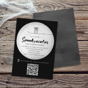 Invitación Halloween Spooktacular Spookly Owl QR Code Map